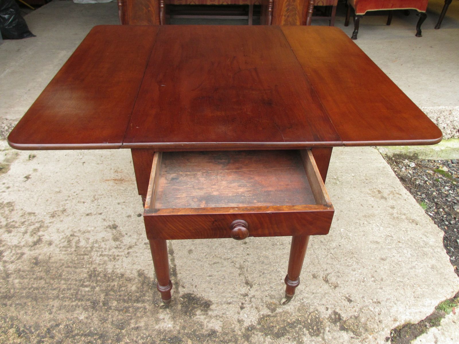 Victorian Mahogany Pembroke Table With Drawer photo Furniture