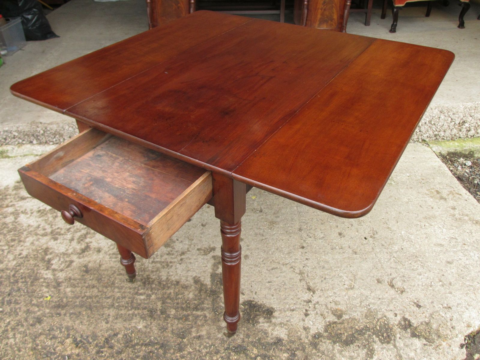 Furniture Victorian Mahogany Pembroke Table With Drawer photo