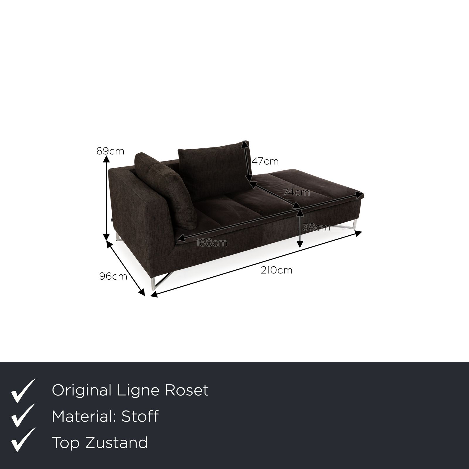 Ligne Roset Feng Fabric Lounger Grey photo furniture