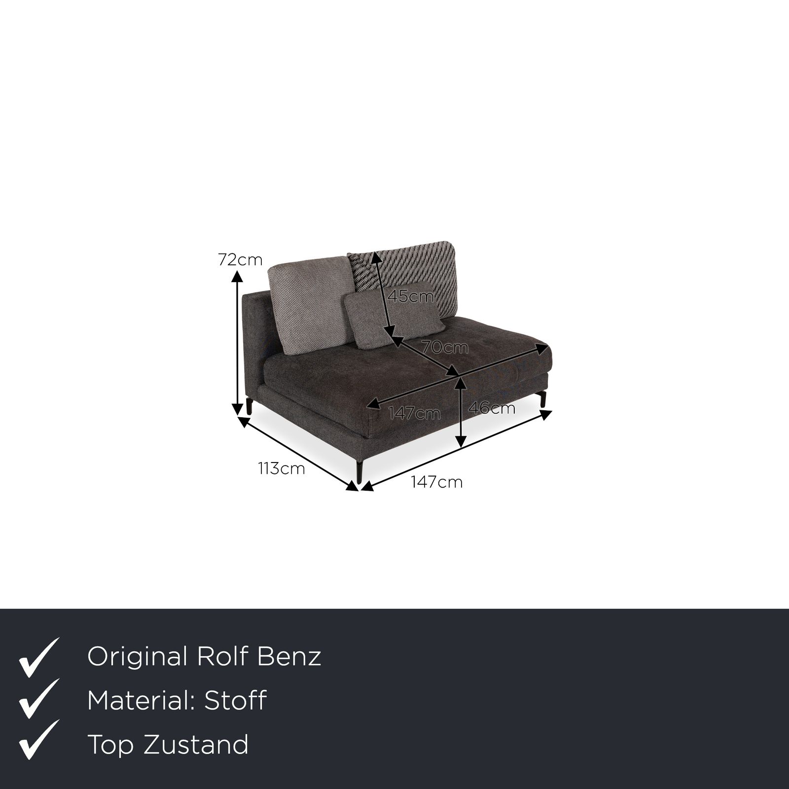 Méridienne Rolf Benz Nuvola en tissu gris photo furniture