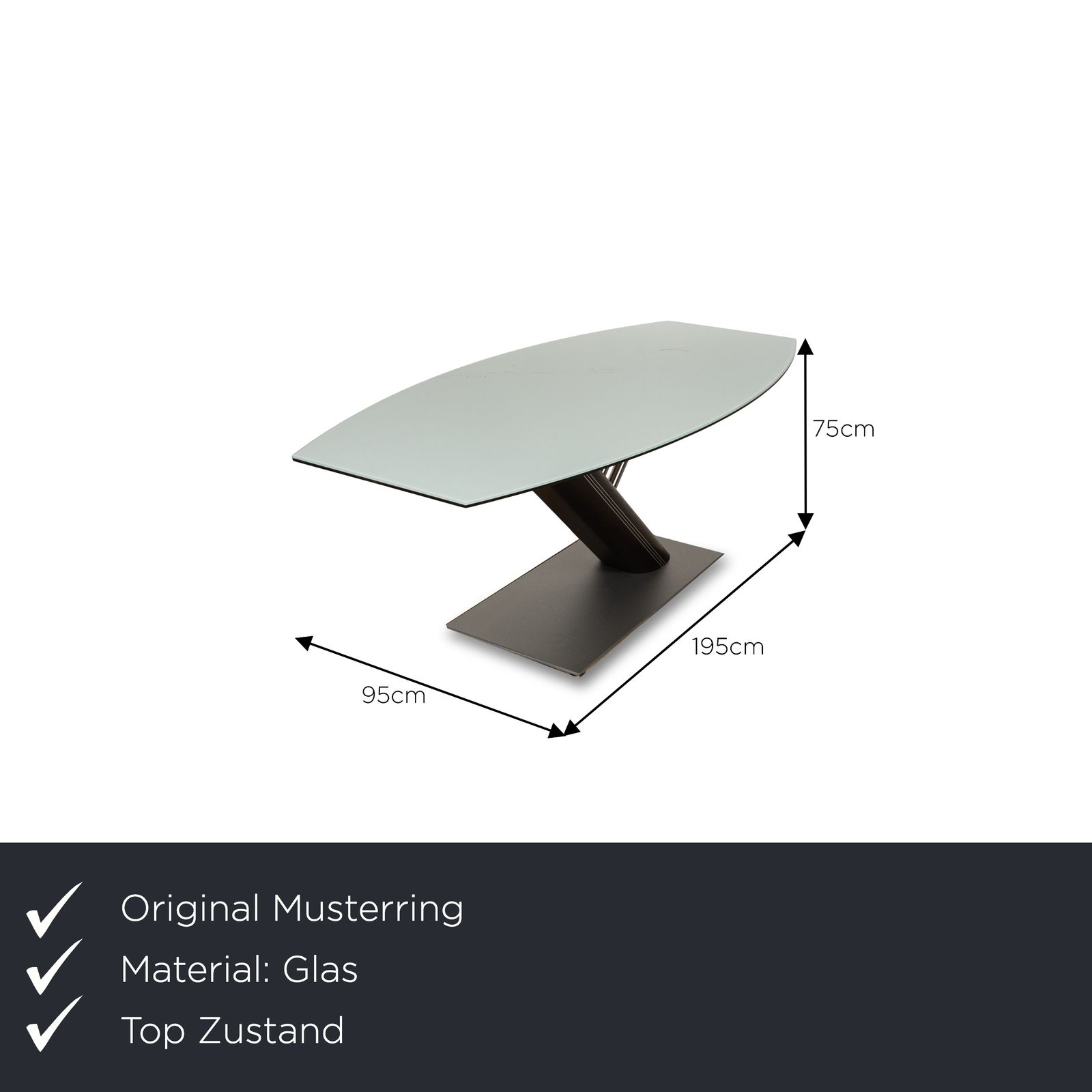 Table à manger Musterring en verre, argentée, 195 x 95 x 75 cm photo furniture