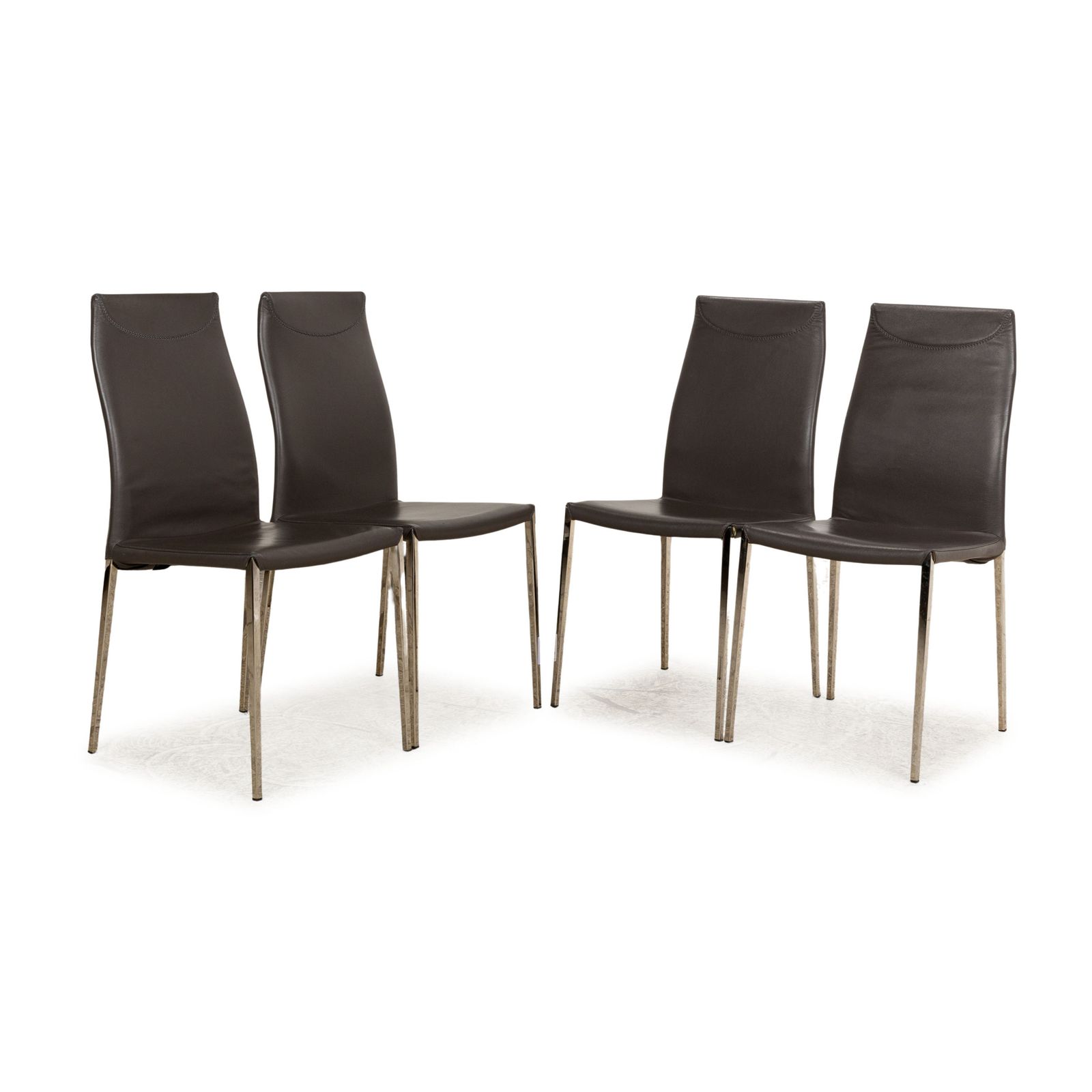 Set Van 4 Cattelan Italia Maya Leren Stoelen Grijs Eetkamer