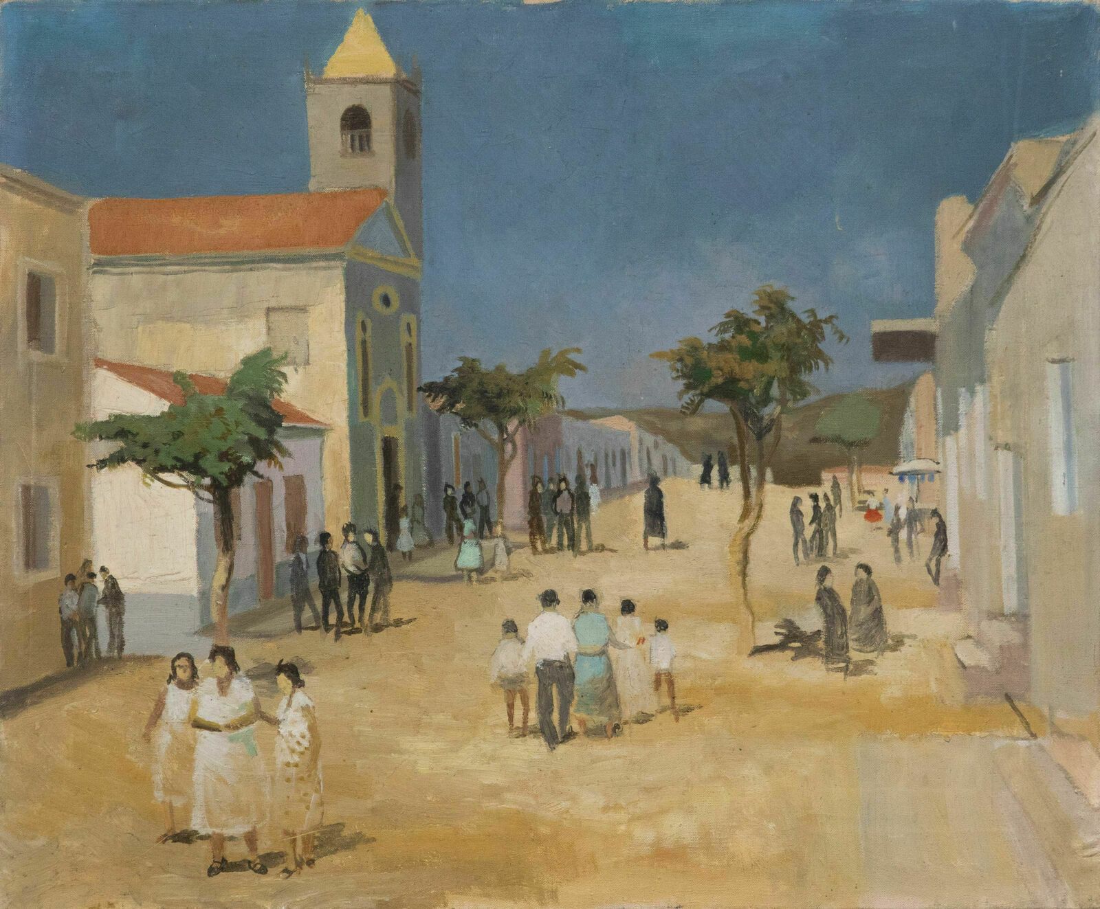 Mid 20th Century Oil   South American Townscape