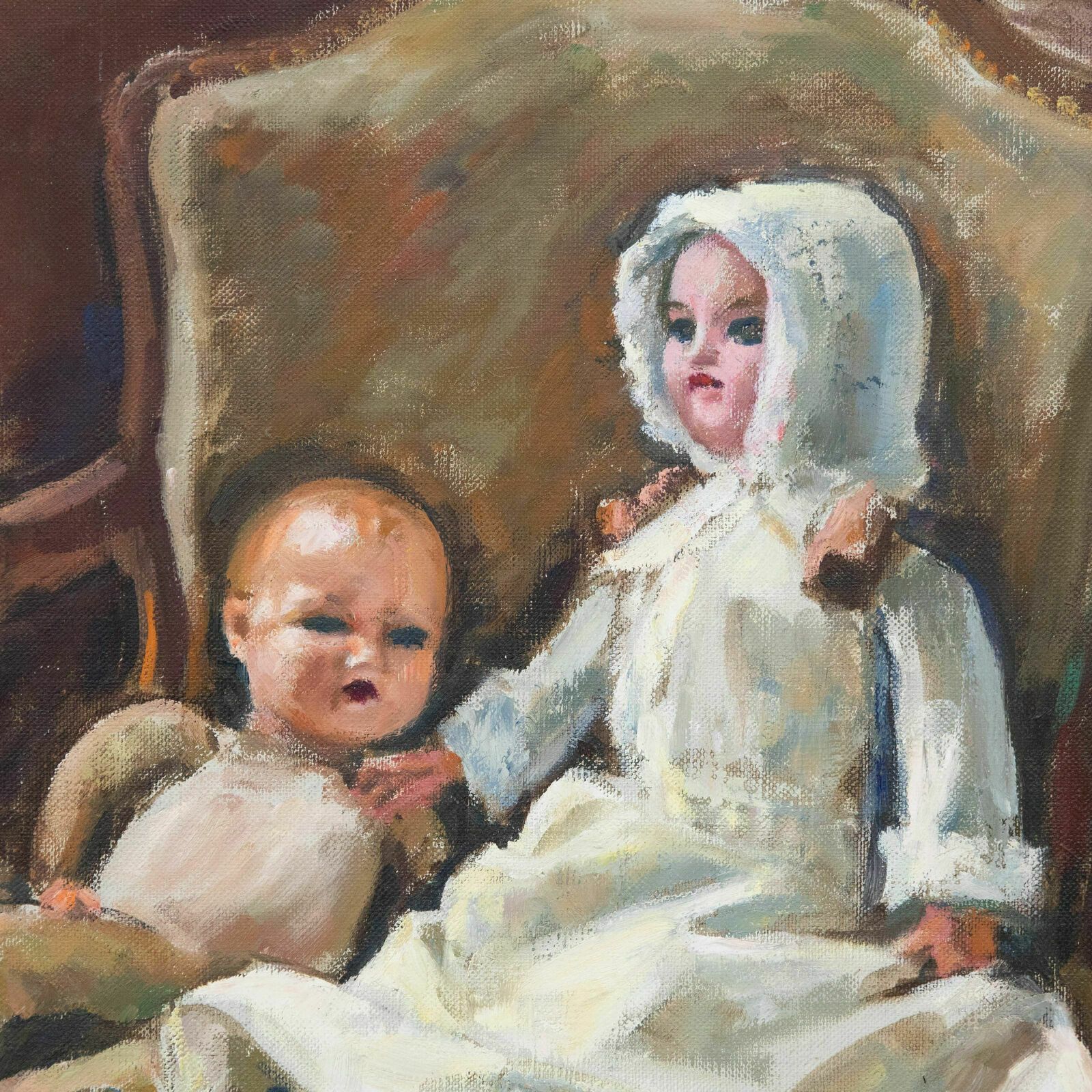Georges Pacouil (1903 1996)   Framed Mid 20th Century Oil, Dolls In An Armchair photo Art