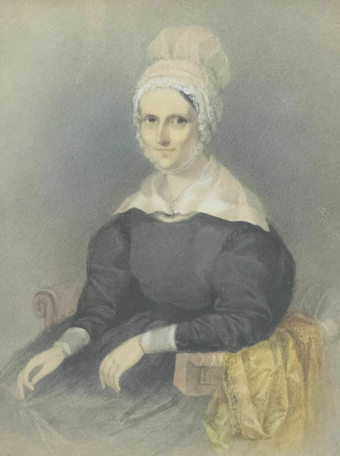 Emily Scott   19th Century Watercolour, Lady In A Lace Bonnet photo furniture