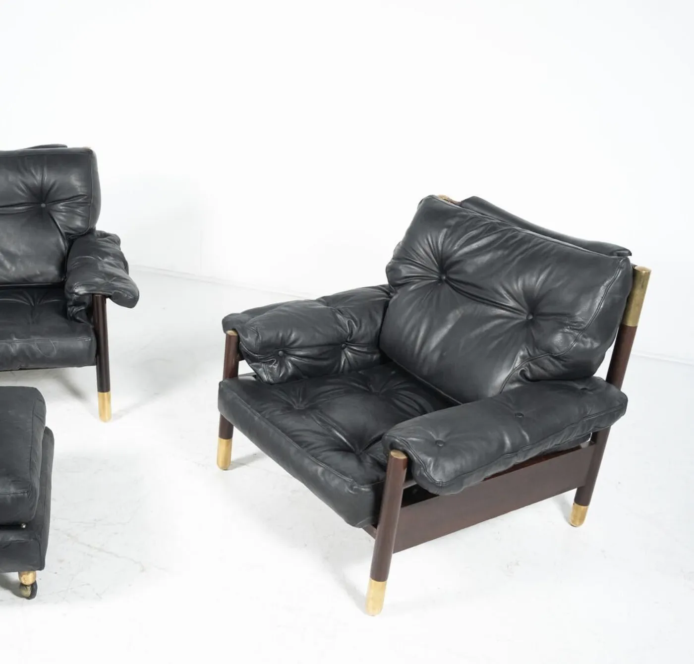 Pair Of “Sella” Armchairs With Ottoman By Carlo De Carli For Sormani, 60s photo furniture