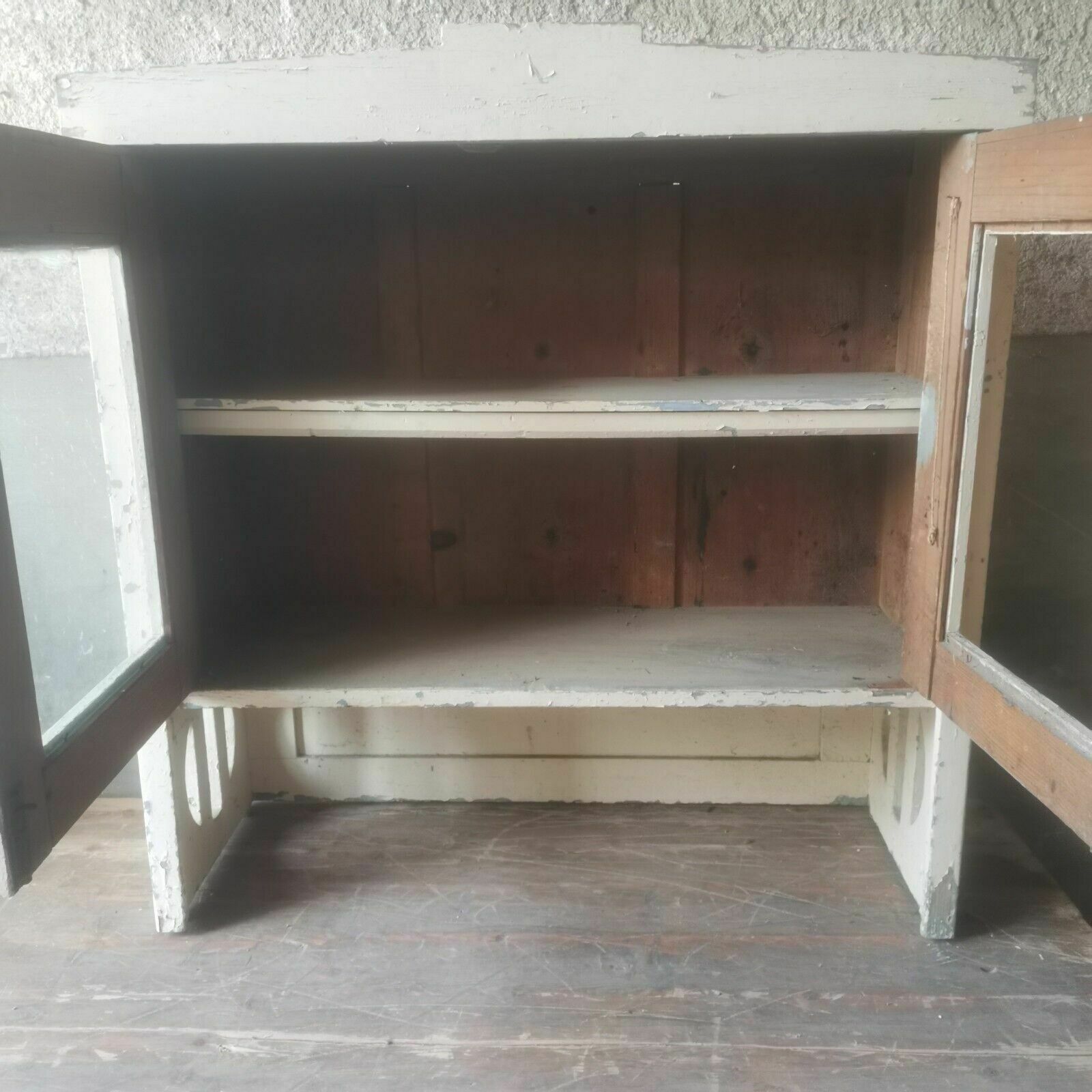 photo furniture Top Antique Chippy Wooden Glass Display Cabinet Rustic Scratch Built C1920 Art D