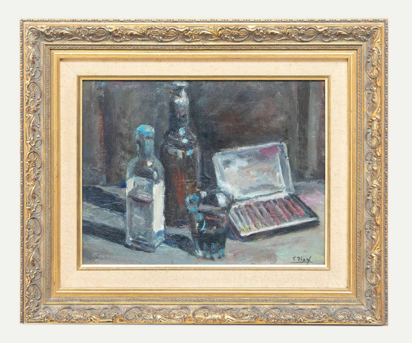 Francisco Diaz Sanchez (1912 1982)   Spanish School Oil, The Artist's Materials