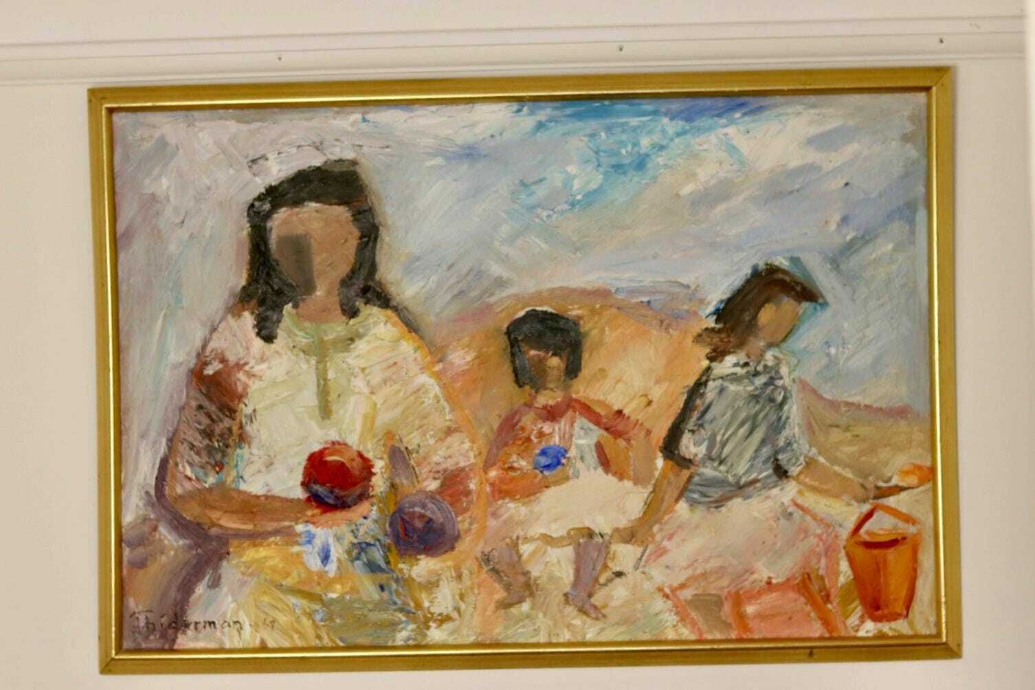 Large Swedish Mid Century Oil On Panel" Beach" By Stig Thiderman (1920 1973)   Vintage And Framed photo furniture
