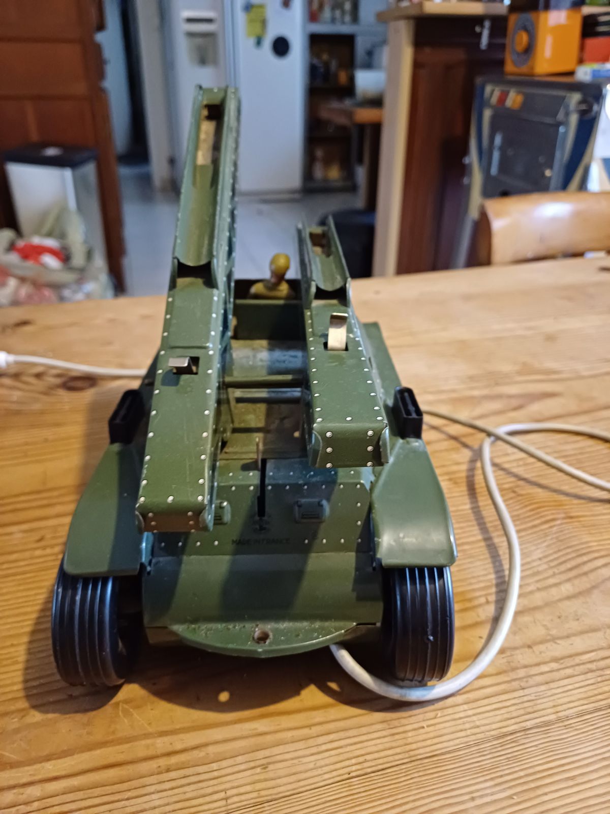 Old Toy In Sheet Metal Joustra Engine Lance Missilles Militaria photo vintage