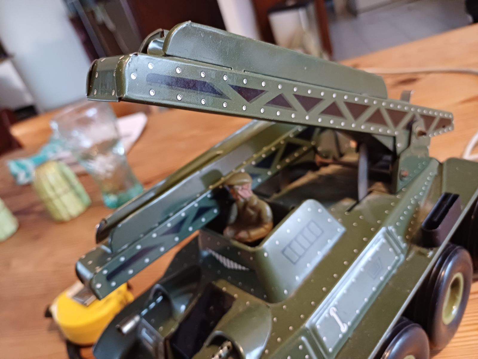 photo for sale Old Toy In Sheet Metal Joustra Engine Lance Missilles Militaria