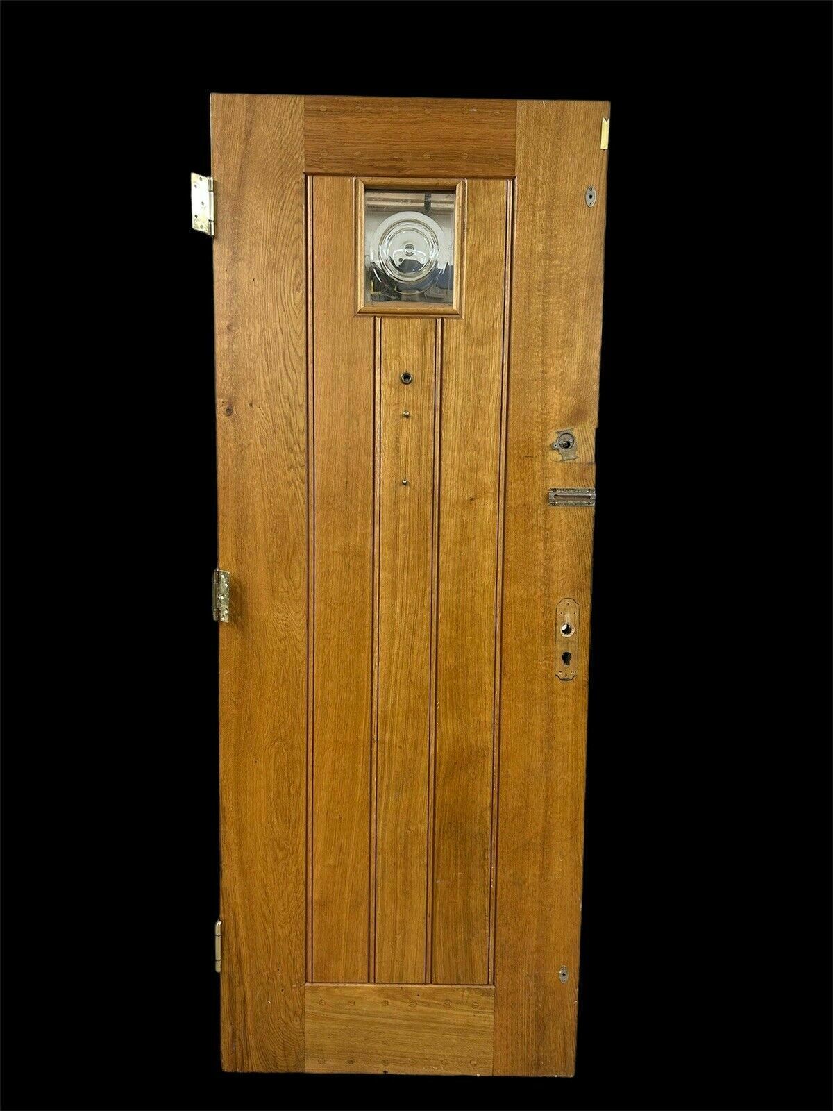 Solid Oak Front Door Old Period Antique Glass Reclaimed Wood Iron Bespoke Joiner photo vintage