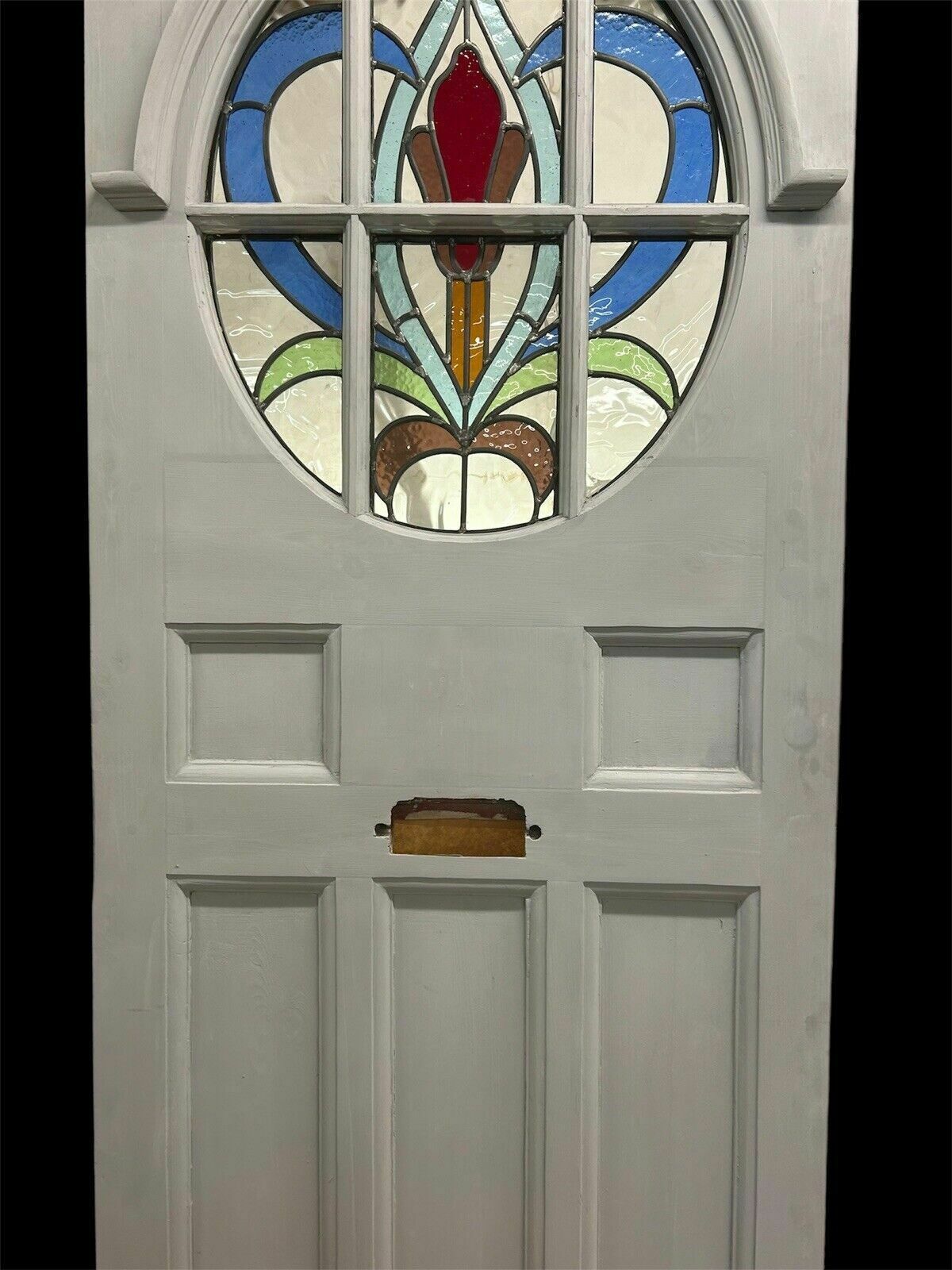 Art Deco Front Door Period Stained Glass Old Reclaimed Antique Lead Wood 20s 30s photo for sale