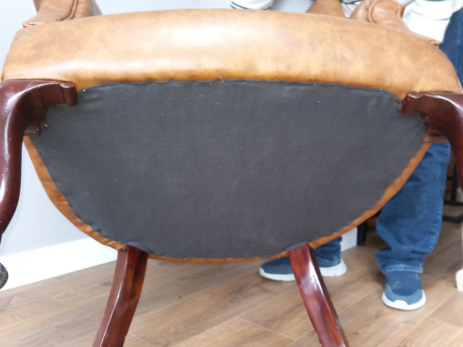 Early 20th Century English Leather Barrel Back Chair photo Furniture