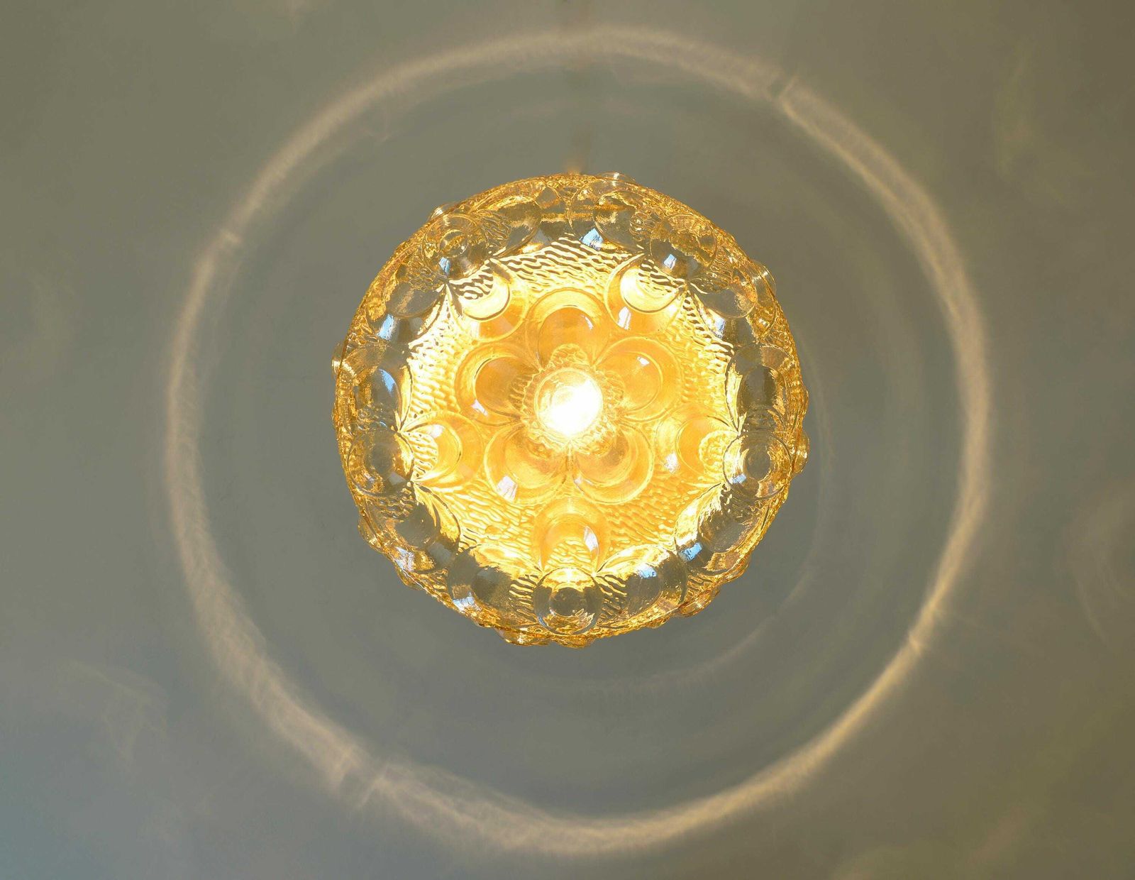 Semi Flush Mount / Mid Century Lighting / Redesign Sconce / Amber Glass / Ceiling Light / Yugoslavia 1970's / Cool Lamp photo 219.0