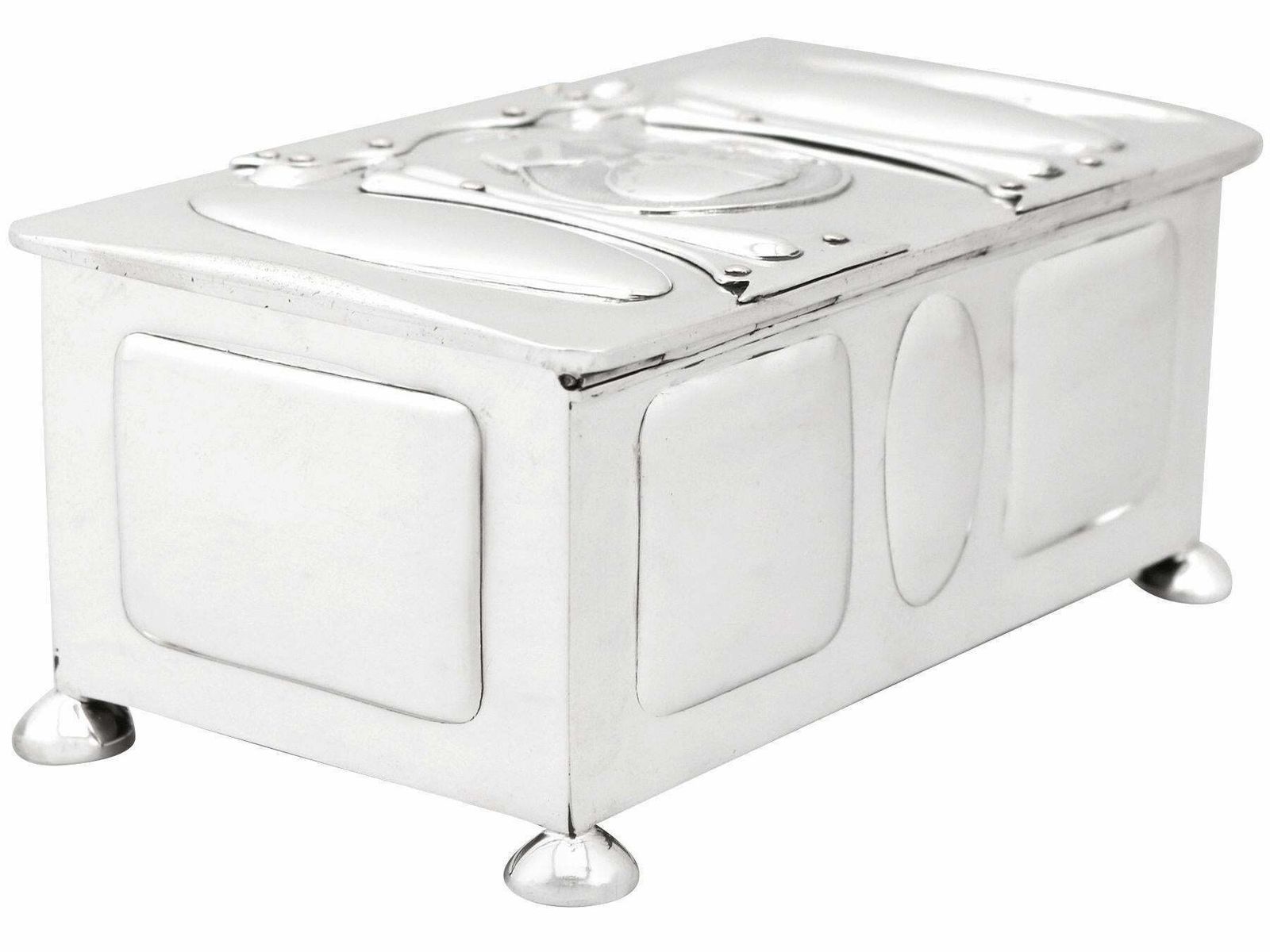 Antique Edwardian Art Nouveau Style Sterling Silver Jewelry Casket photo 2195.0