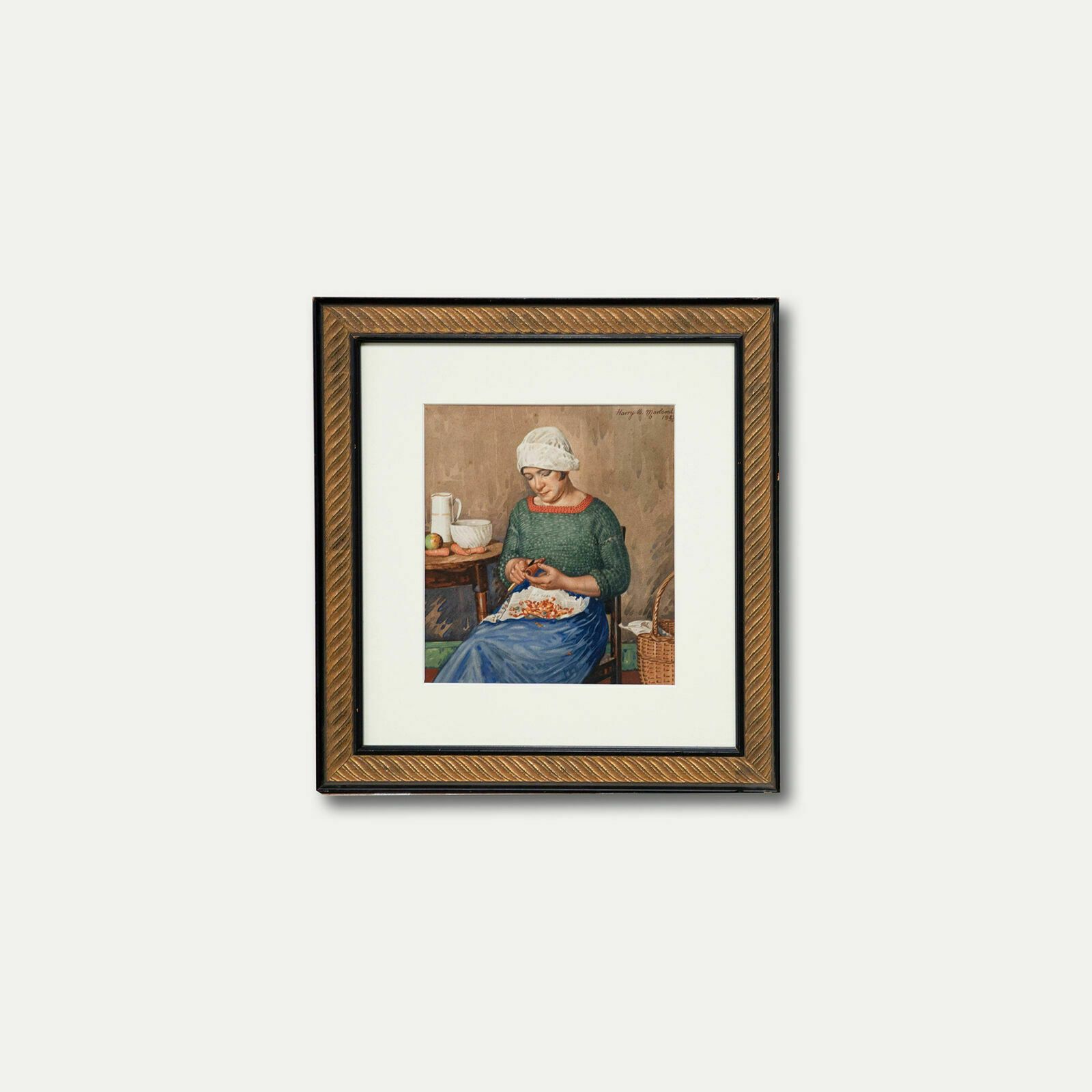 Harry B. Marland   Framed Early 20th Century Watercolour, Peeling Carrots photo buy