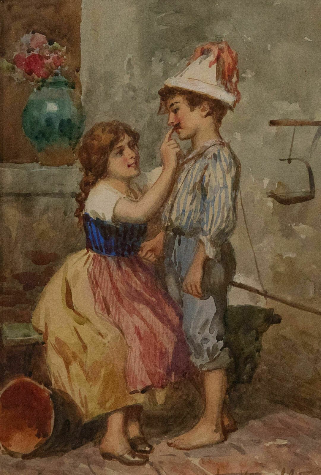 Leonardo Morello   Italian School Early 19th Century Watercolour, Dressing Up photo furniture