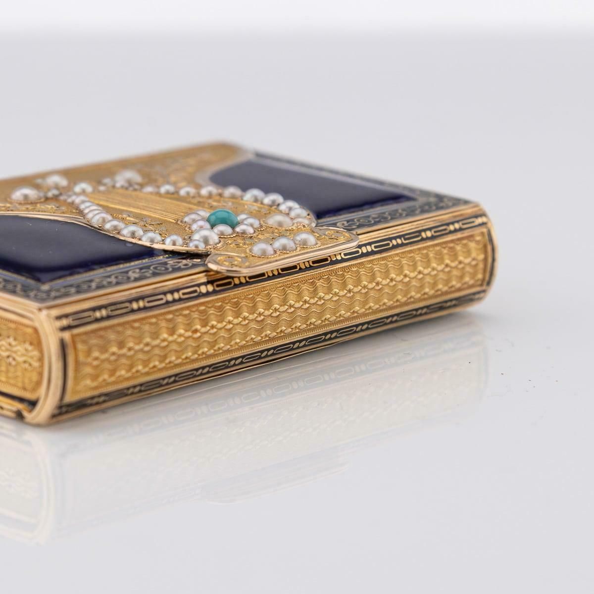 photo furniture 19th Century Swiss 18k Gold Pearl Set & Enamel Musical Box, Remond C.1800