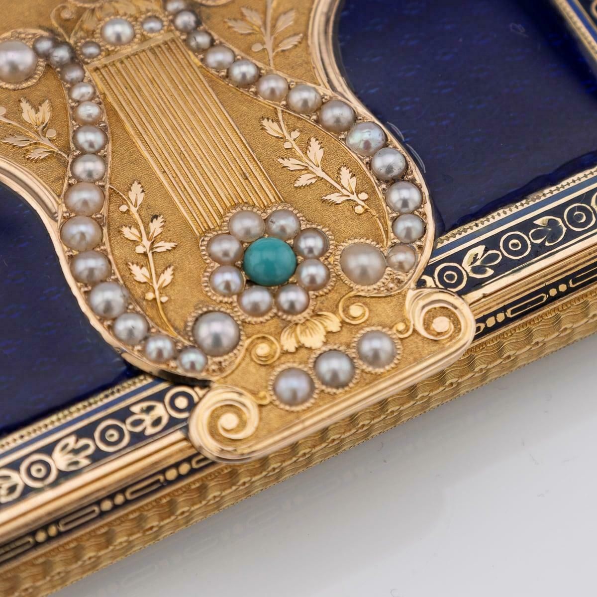 Home Decor 19th Century Swiss 18k Gold Pearl Set & Enamel Musical Box, Remond C.1800 photo