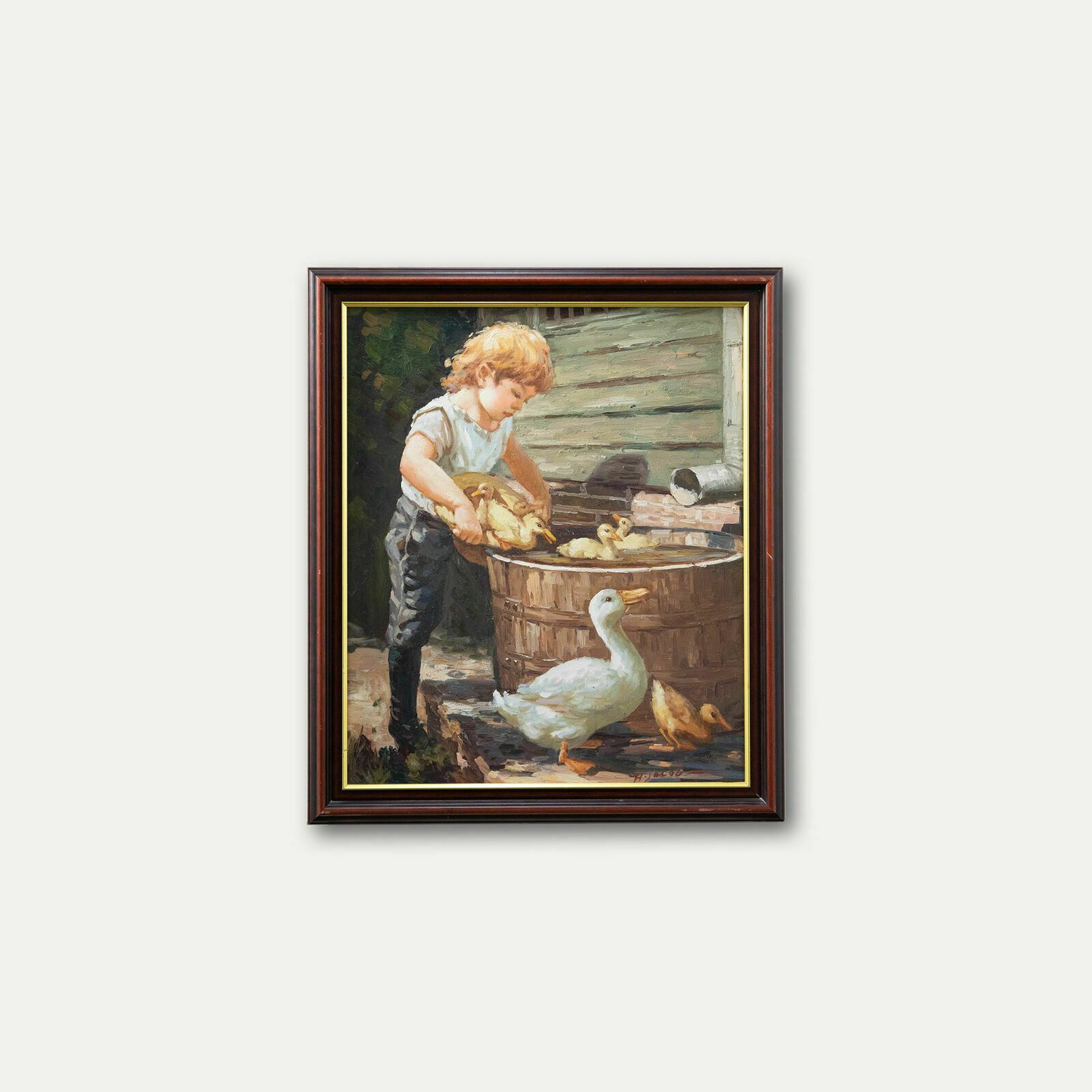 After Henry Grant Plumb   Framed Contemporary Oil, Mother's Helper photo buy