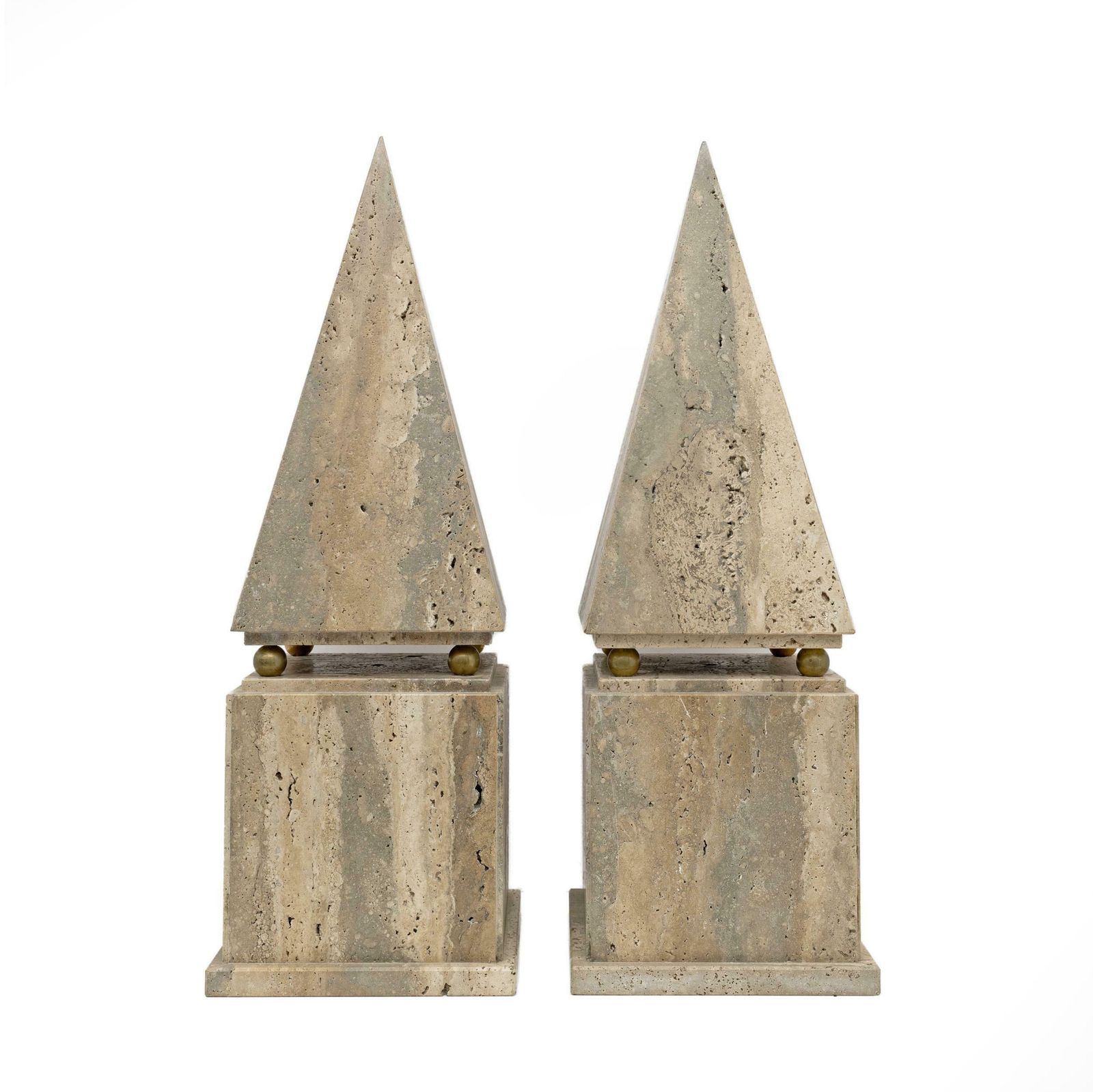 Pair Of Italian Minimalist Roman Travertine Obelisk, Italy, 1970 photo 3231.0