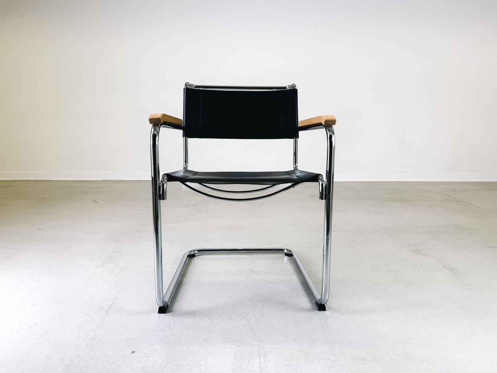 Original Thonet Chair S33/ S34 With Armrest Mart Stam Leather Black photo for sale