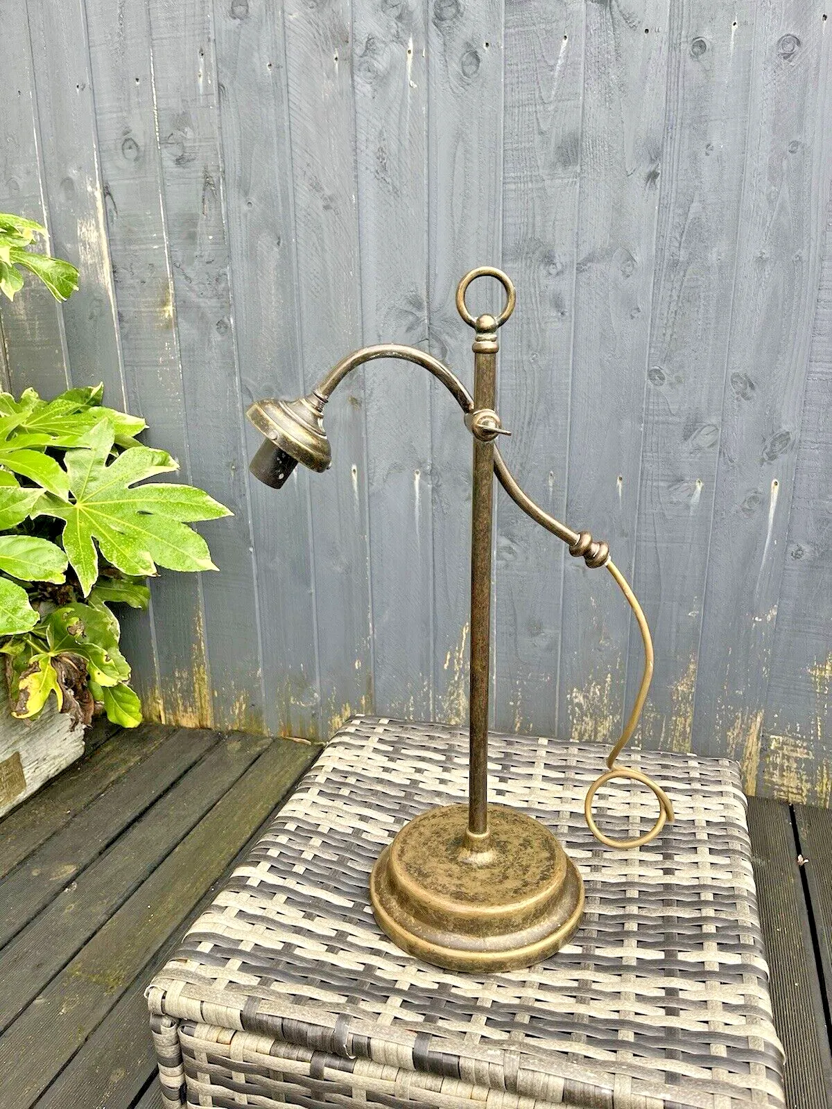 Antique Vintage French 1930's Brass Student Desk Lamp Base Light For Restoration