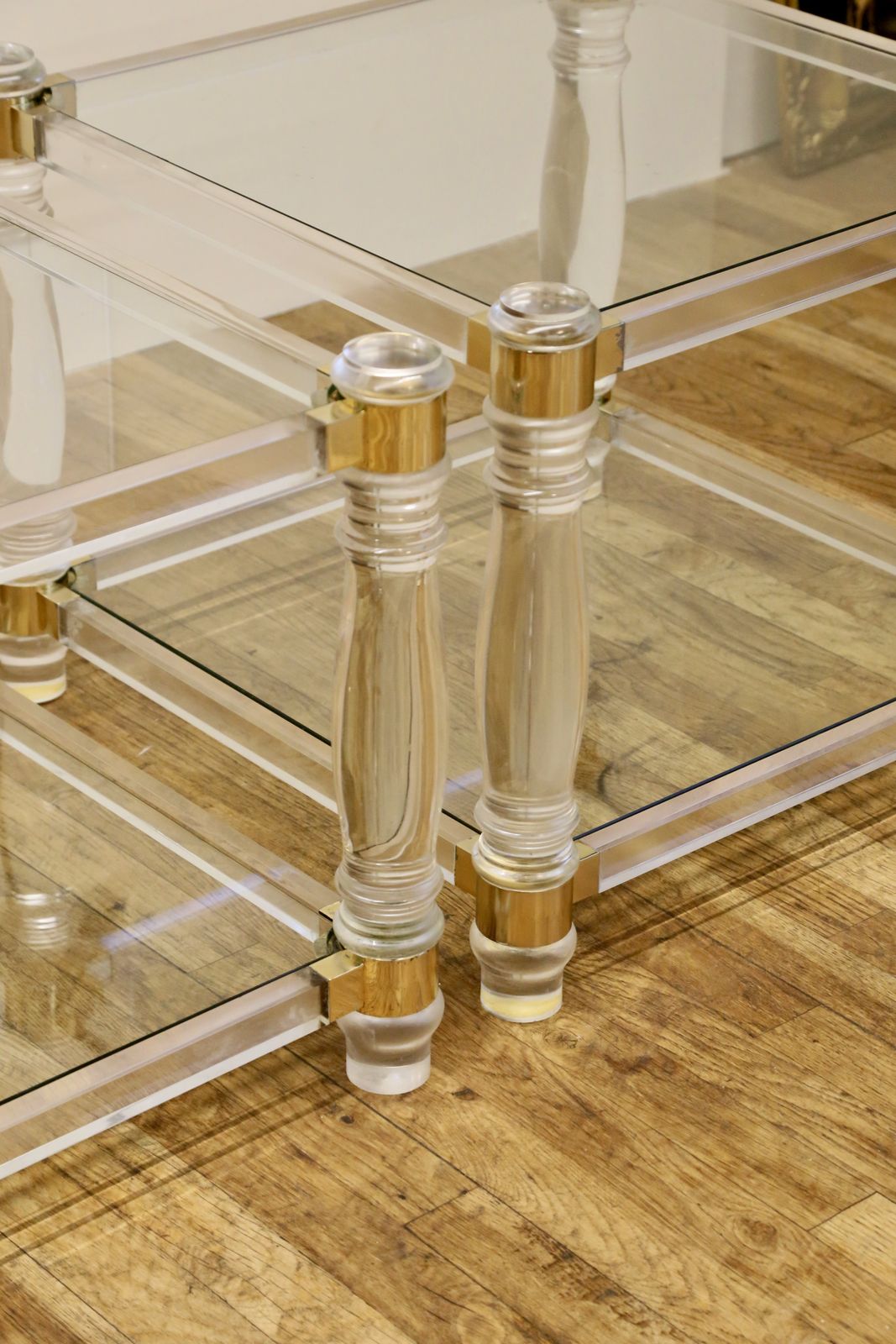 Hollywood Regency Mid Century Modern Dewulf Selection / Belgo Chrome And Glass Side Tables photo vinterior