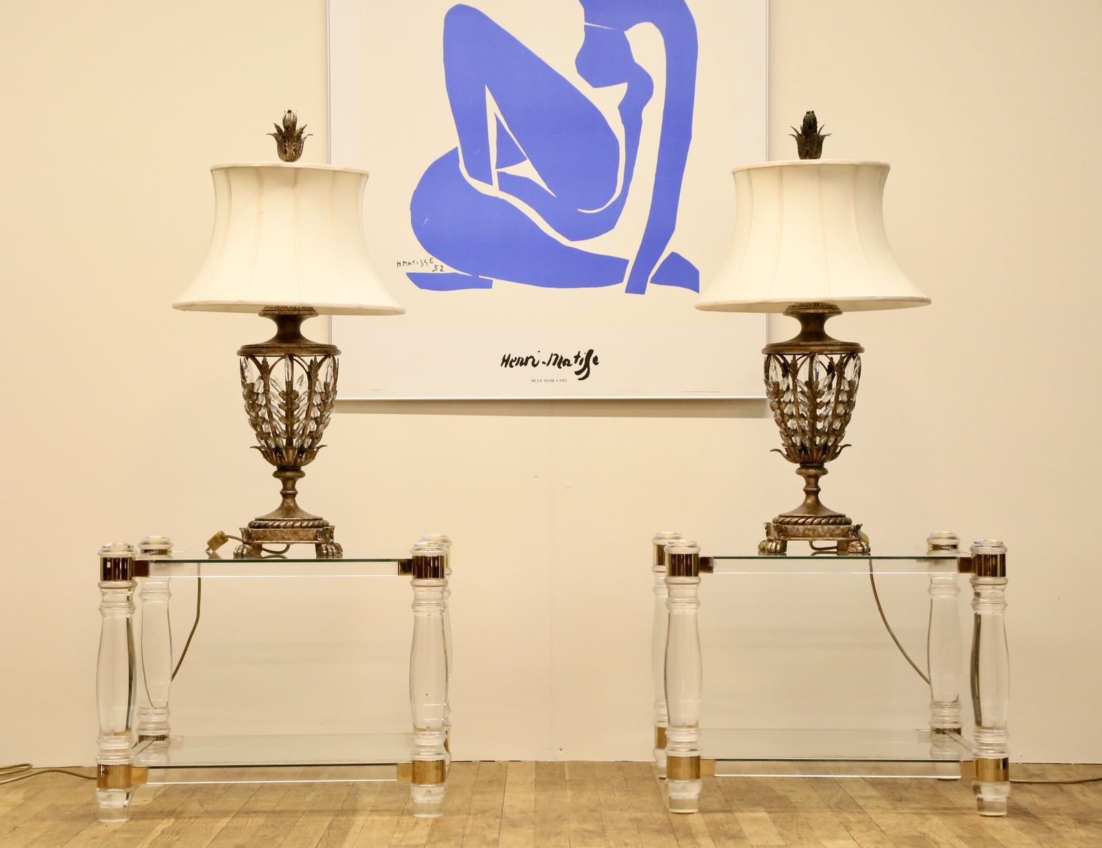 2850.0 Hollywood Regency Mid Century Modern Dewulf Selection / Belgo Chrome And Glass Side Tables photo