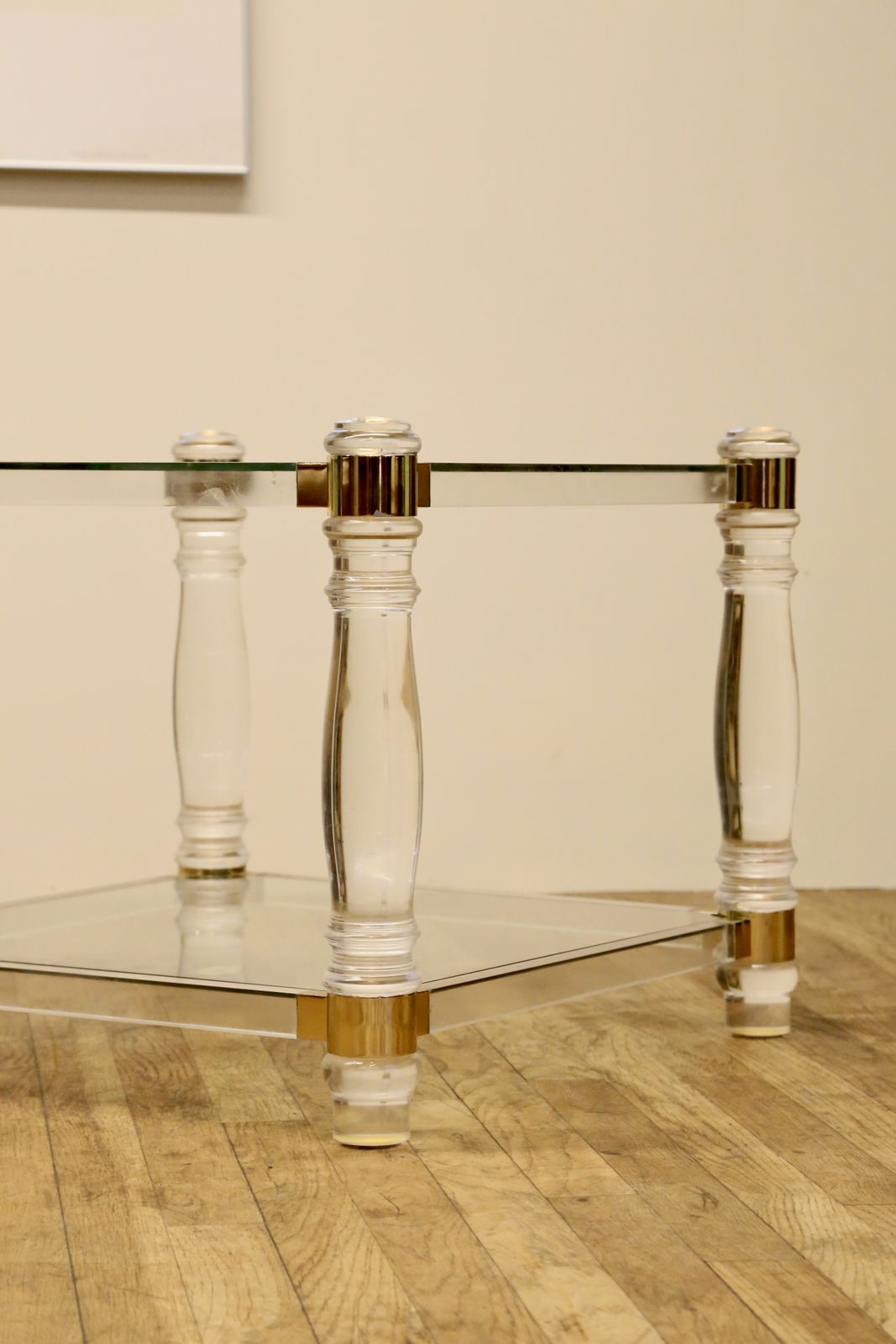 photo vinterior Hollywood Regency Mid Century Modern Dewulf Selection / Belgo Chrome And Glass Side Tables