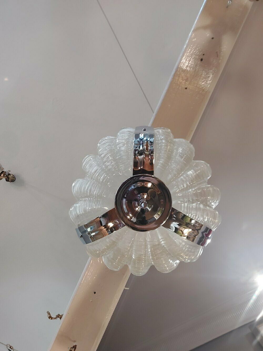 Art Deco Clam Shell Frosted Glass Ceiling Lamp photo 780.0