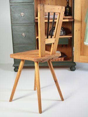 Folk Kitchen Pantry Cabinet And Chair, Bohemia, 1890s, Set Of 18 photo vintage