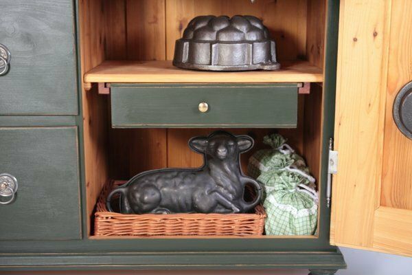 photo vintage Folk Kitchen Pantry Cabinet And Chair, Bohemia, 1890s, Set Of 18