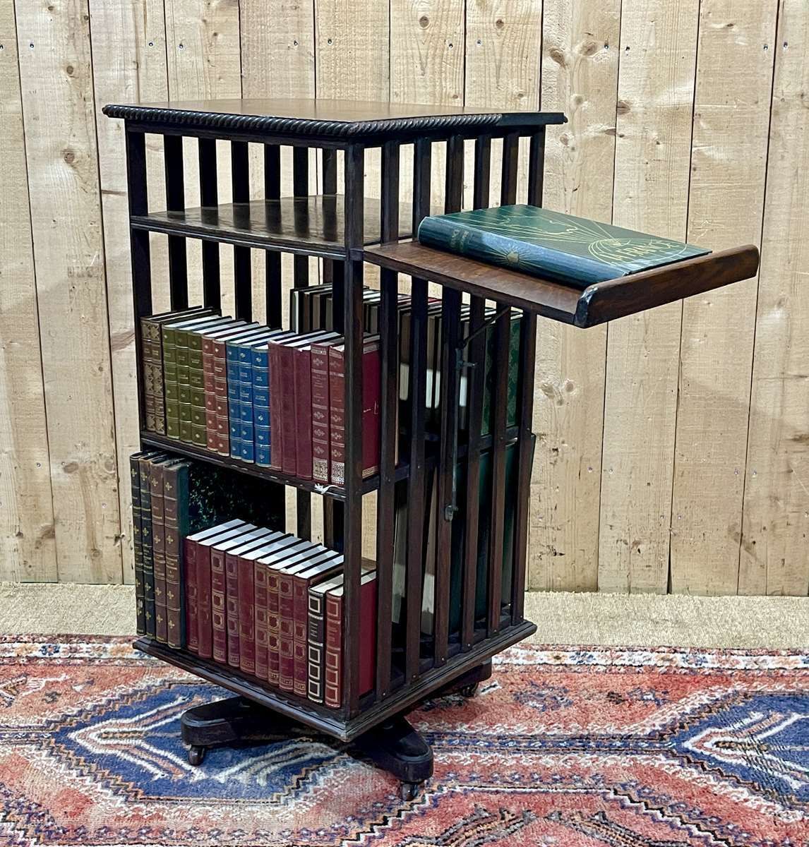 Revolving Bookcase With Its Oak Lectern From The Early 20th Century photo vinterior