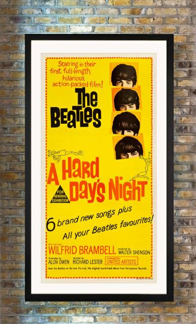 The Beatles 'A Hard Day's Night' Original Vintage Movie Poster, Australian, 1964 photo furniture