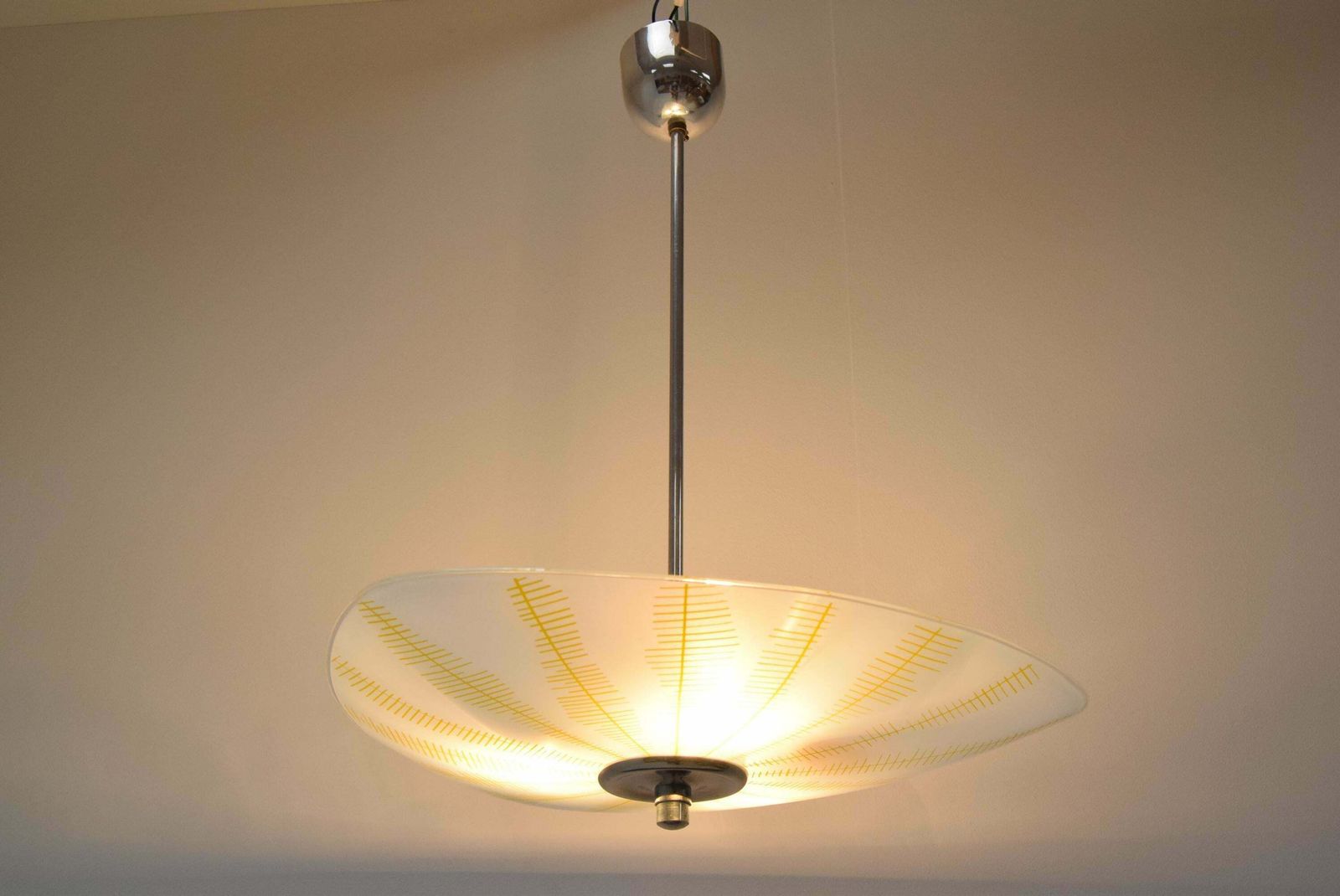 photo for sale Mid Century Glass Pendant By Napako, Czechoslovakia, 1970s.