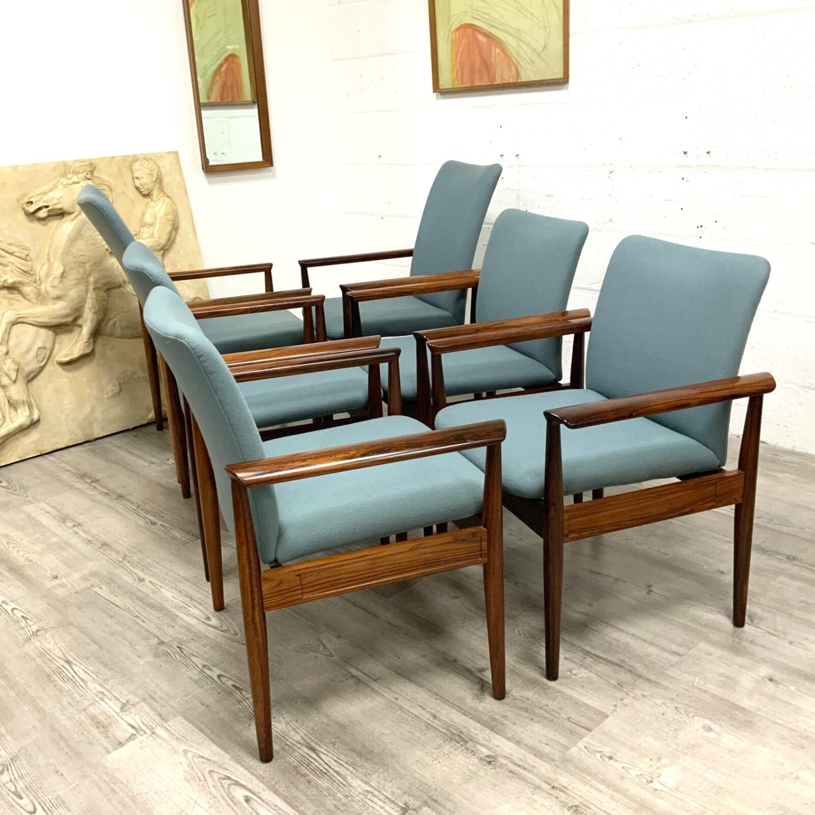 A Set Of 6 Danish Rosewood “Diplomat” Chairs  Model 209 By Finn Juhl For Cado