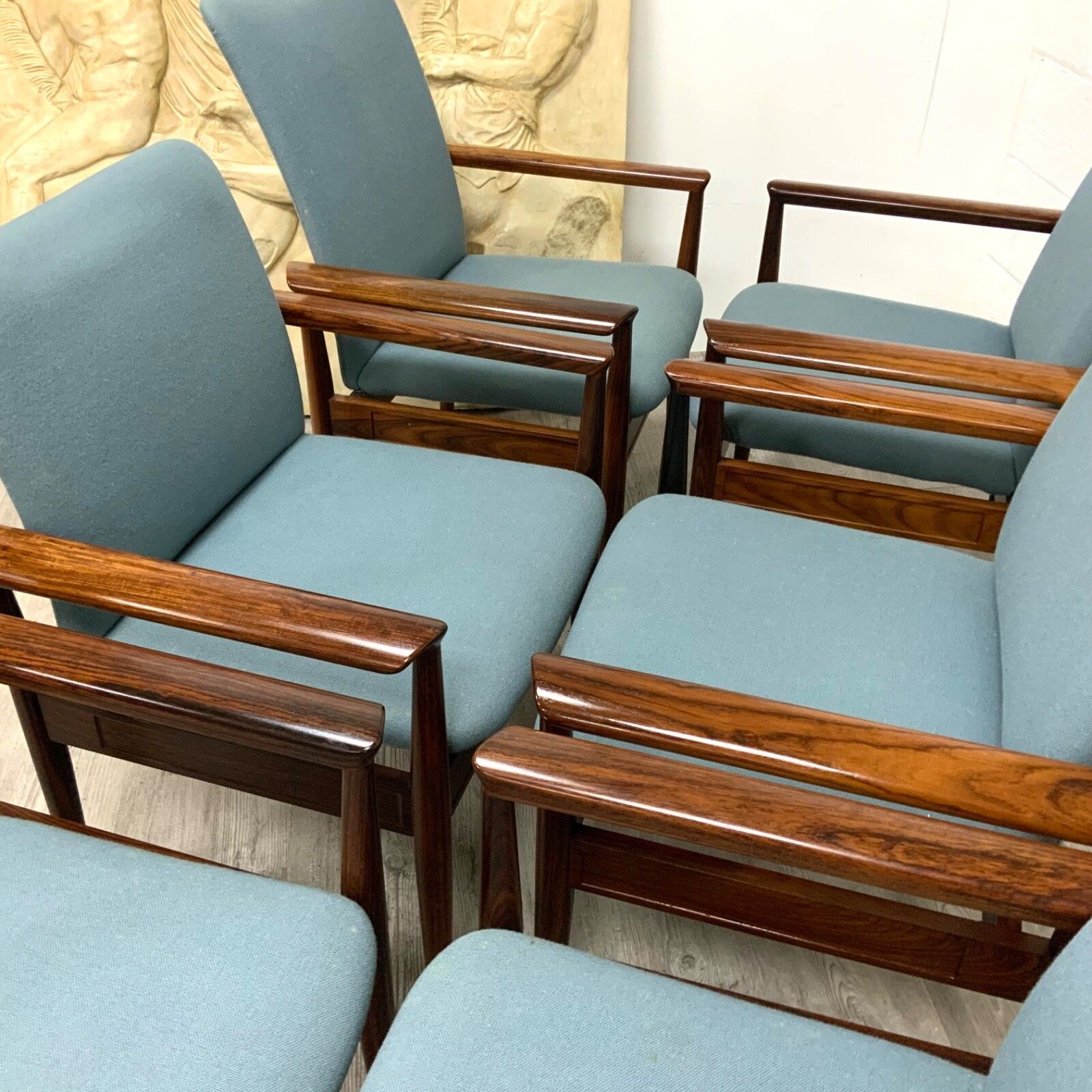 A Set Of 6 Danish Rosewood “Diplomat” Chairs  Model 209 By Finn Juhl For Cado photo for sale