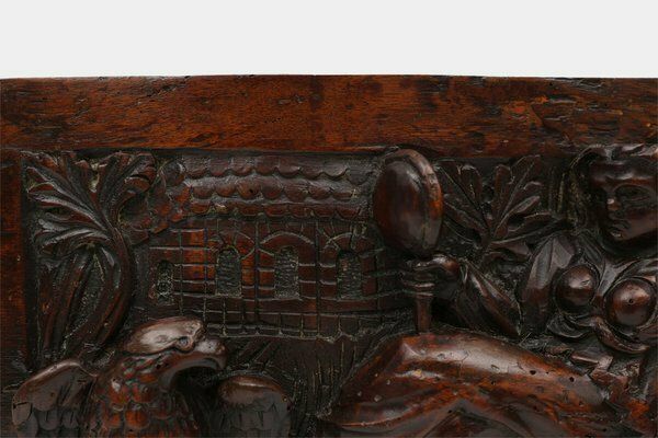 17th Century Gothic Hand Sculpted Oak Panel, Belgium photo for sale