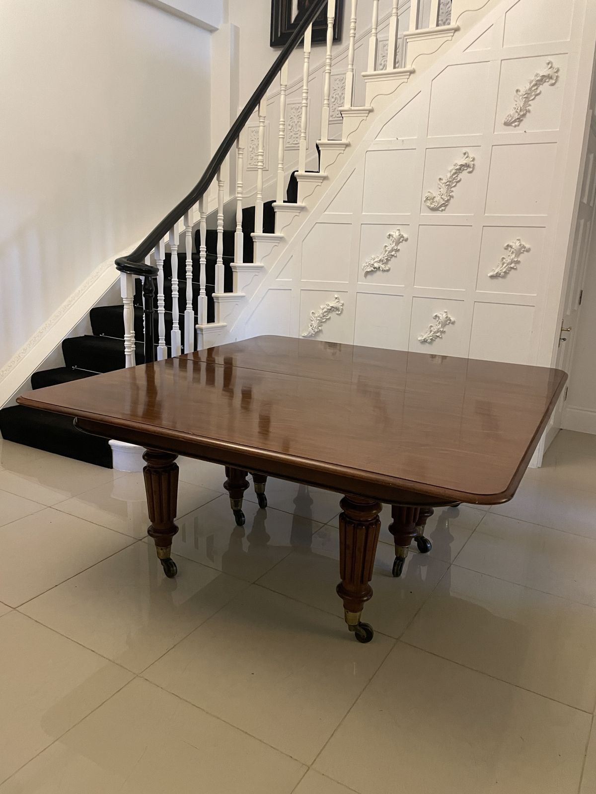 Outstanding Quality Large 16/20 Seater Antique 19th Century Figured Mahogany Dining Table 73 X 176 X 420 Cm photo vintage