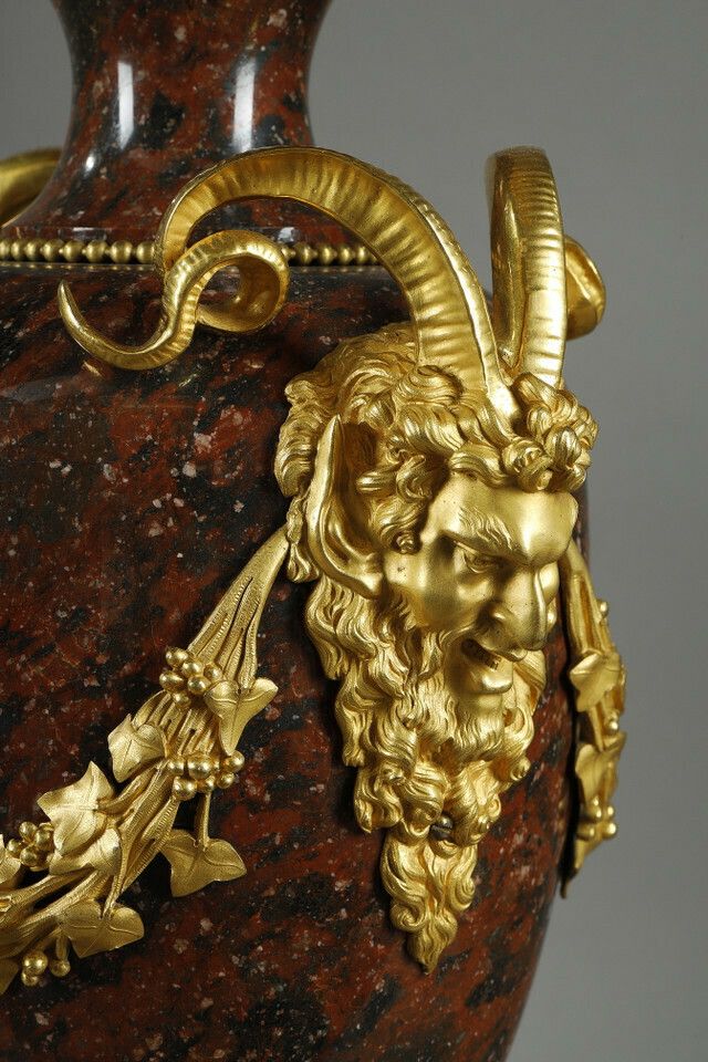 13594.0 Pair Of Louis XVI Style Candelabra In Griotte Red Marble And Gilt Bronze photo