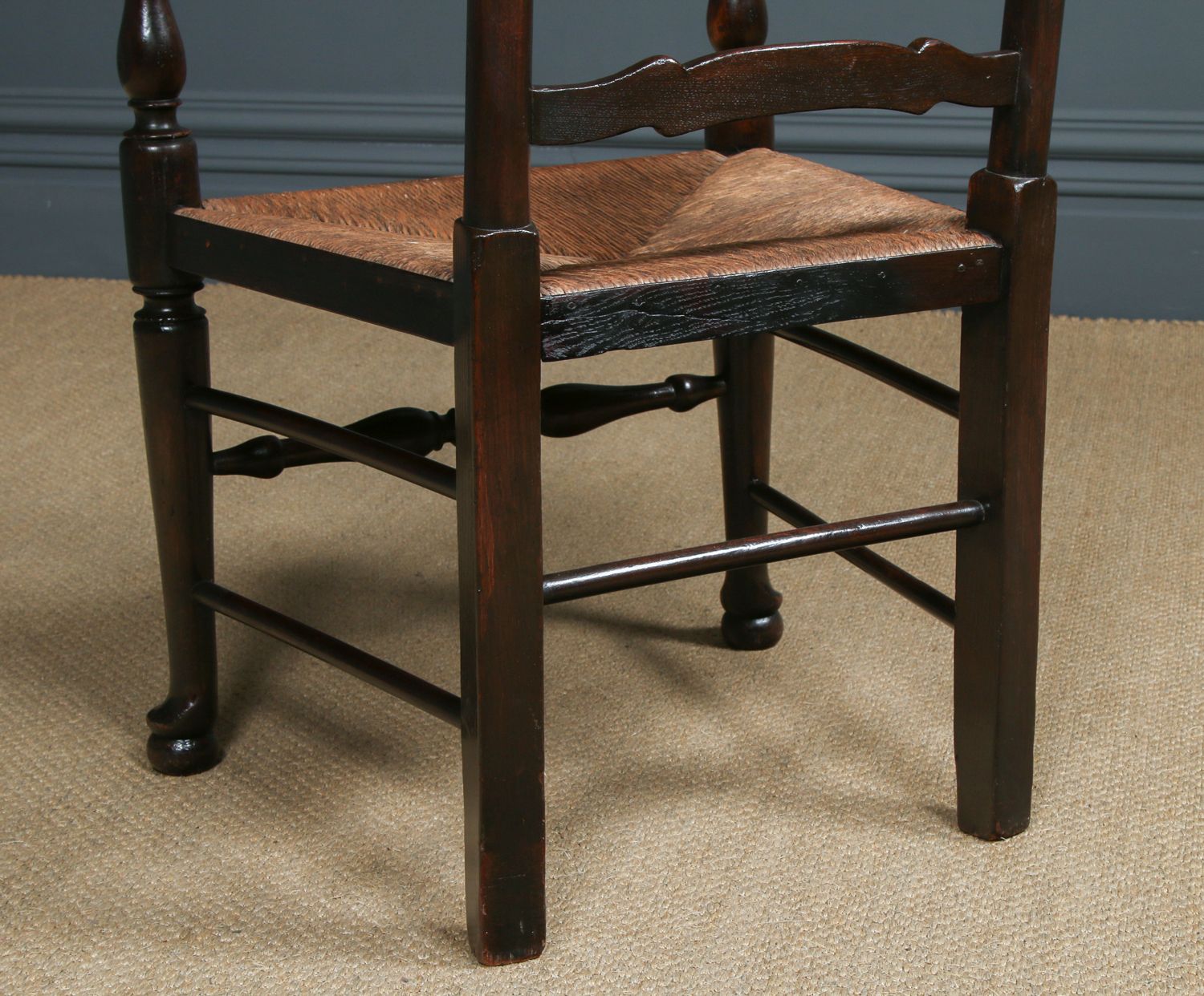 Furniture English Large Victorian Ash & Elm Lancashire Spindle Back Country Farmhouse Kitchen Dining Armchair / Chair (Circa 1890) photo