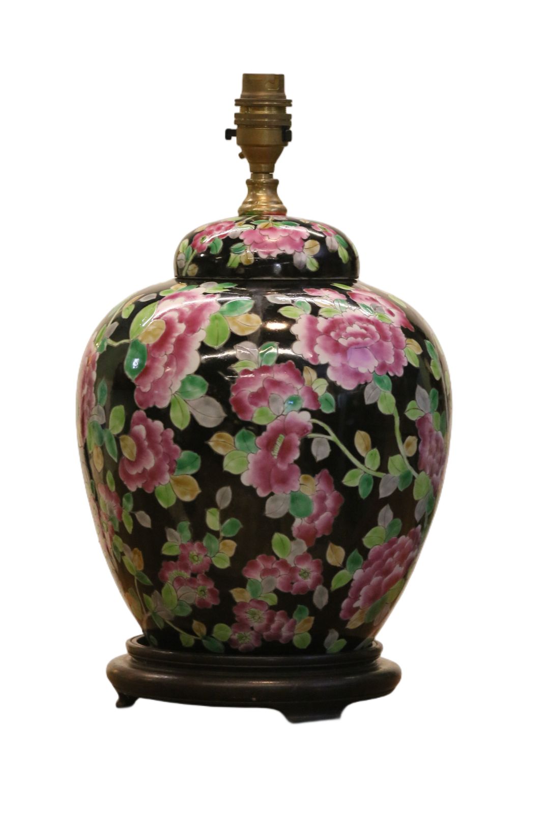 Chinese Antique Porcelain Lamp With Floral Motif   51cm Height photo furniture