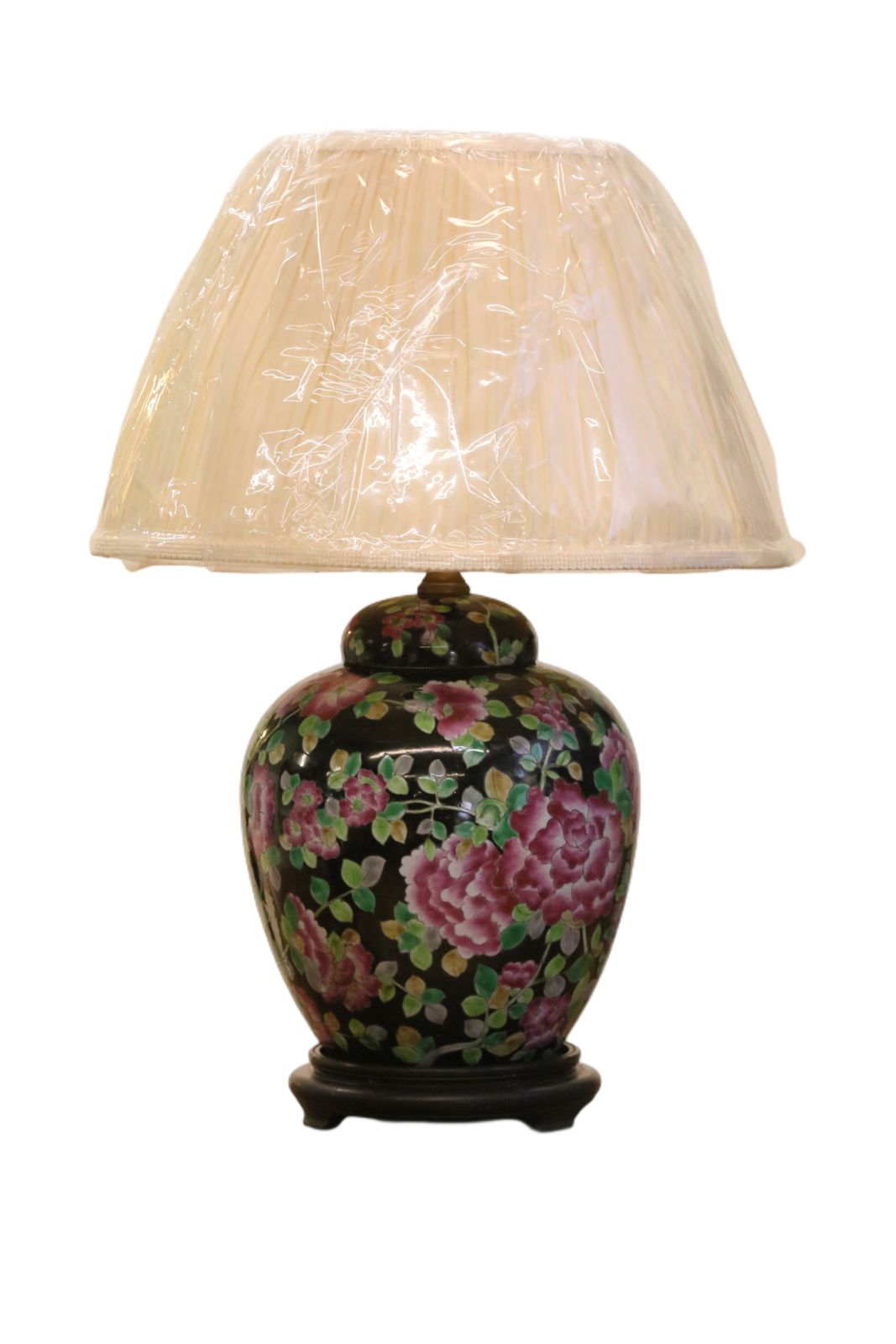 Chinese Antique Porcelain Lamp With Floral Motif   51cm Height photo Lighting