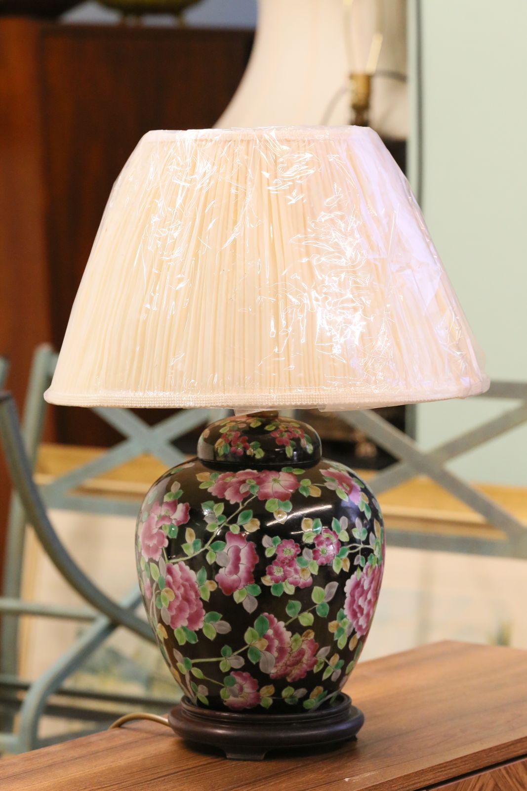 Chinese Antique Porcelain Lamp With Floral Motif   51cm Height photo vintage