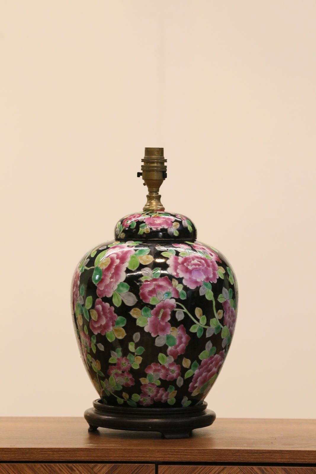 photo for sale Chinese Antique Porcelain Lamp With Floral Motif   51cm Height