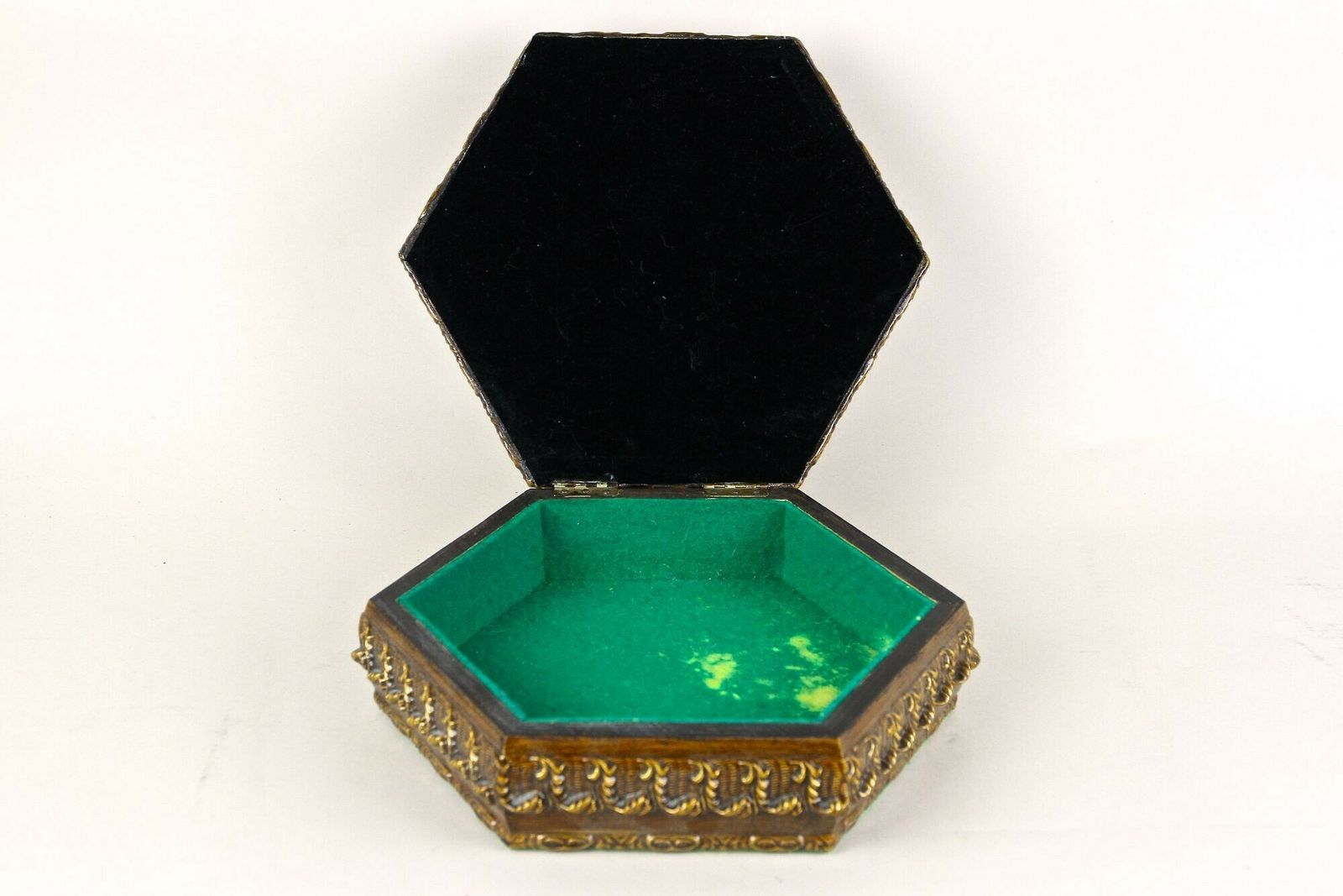 Hexagonal 19th Century Wooden Jewelry Box, Handpainted, Austria Ca. 1890 photo 560.0
