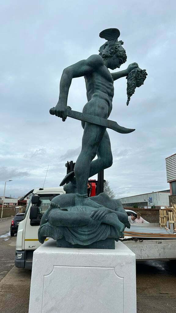 Bronze Perseus Medusa Statue, Sat On A Marble Base photo furniture