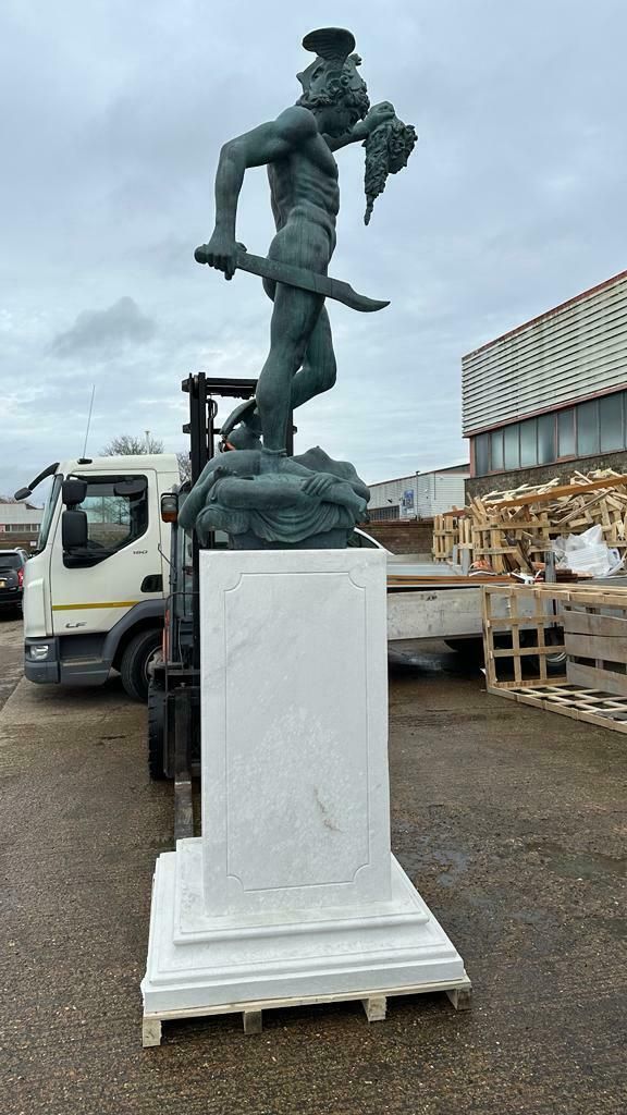 Art Bronze Perseus Medusa Statue, Sat On A Marble Base photo